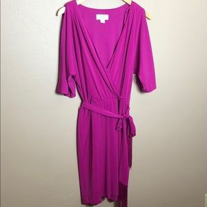 Jessica Simpson Slit Sleeve Faux Wrap Dress